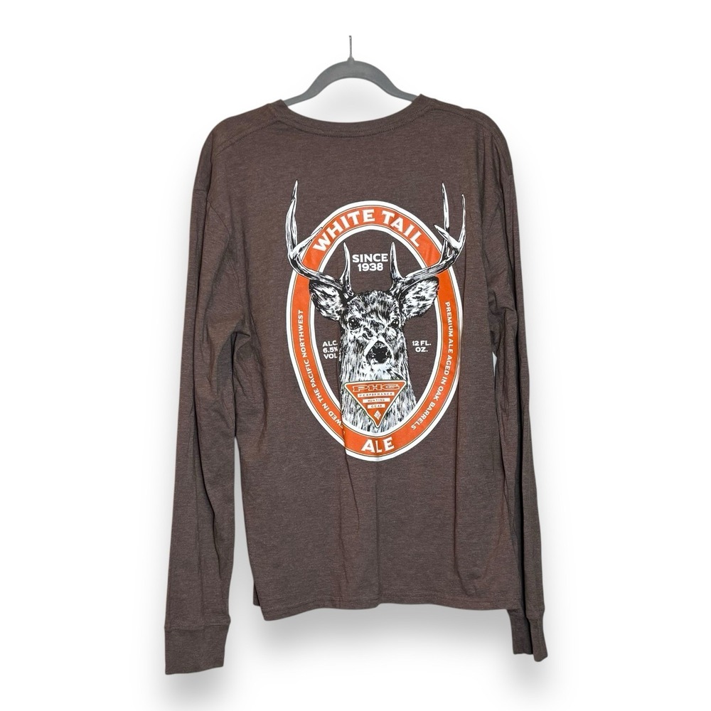 Columbia Shirt Mens Adult XL Brown Outdoors White Tail Ale Logo‎ Casual